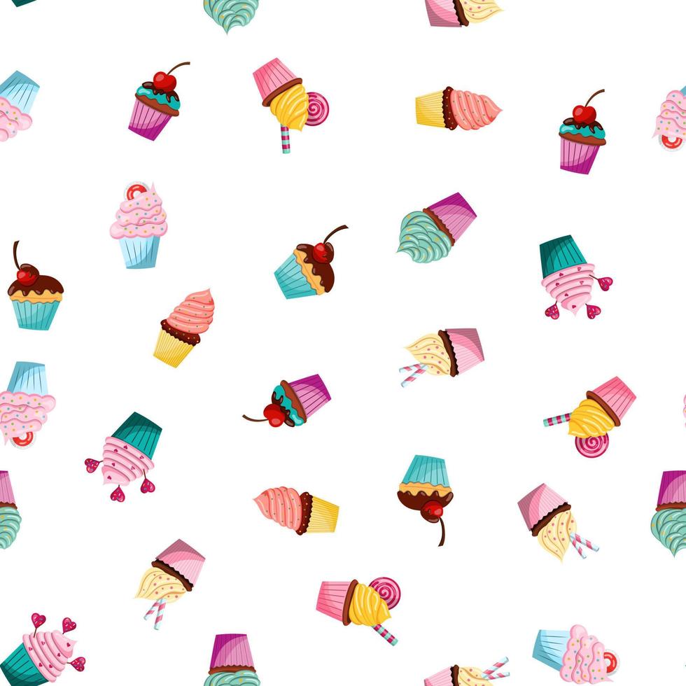 seamless cupcake pattern. vector illustration on a white background.
