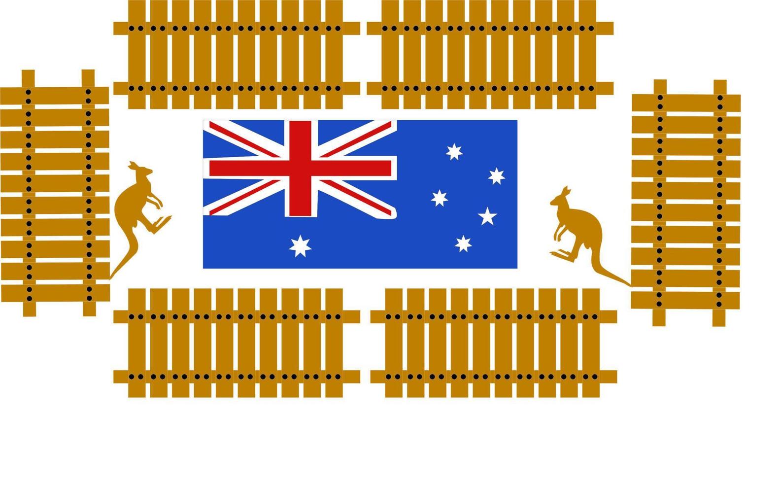 illustration flag austlia and kangaroo. vector
