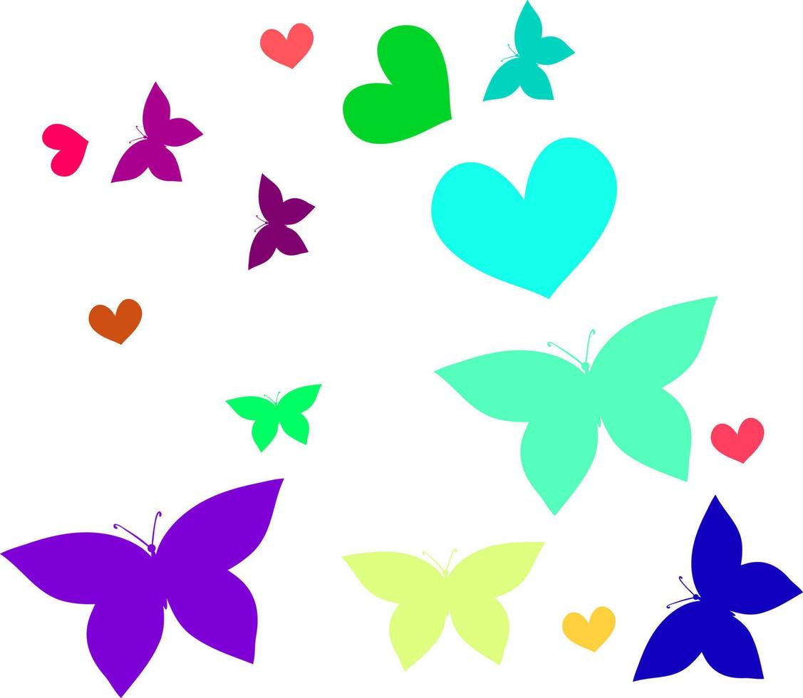 Love logo and colorful butterfly icon. vector