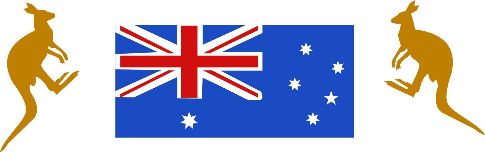 Country flag australia and kangaroo. vector