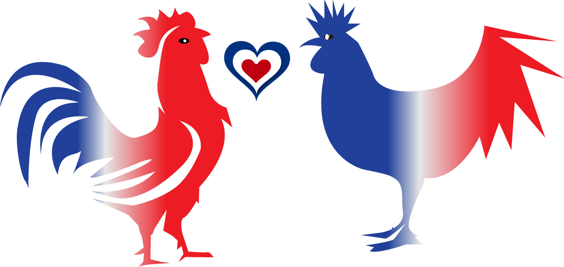 Rooster with heart of france for happy bastille day. 8745694 Vector Art ...
