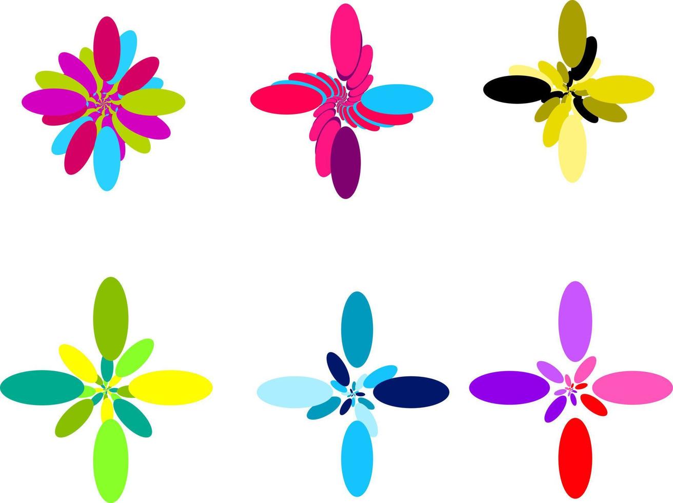 Set of colorful flowers background. vector