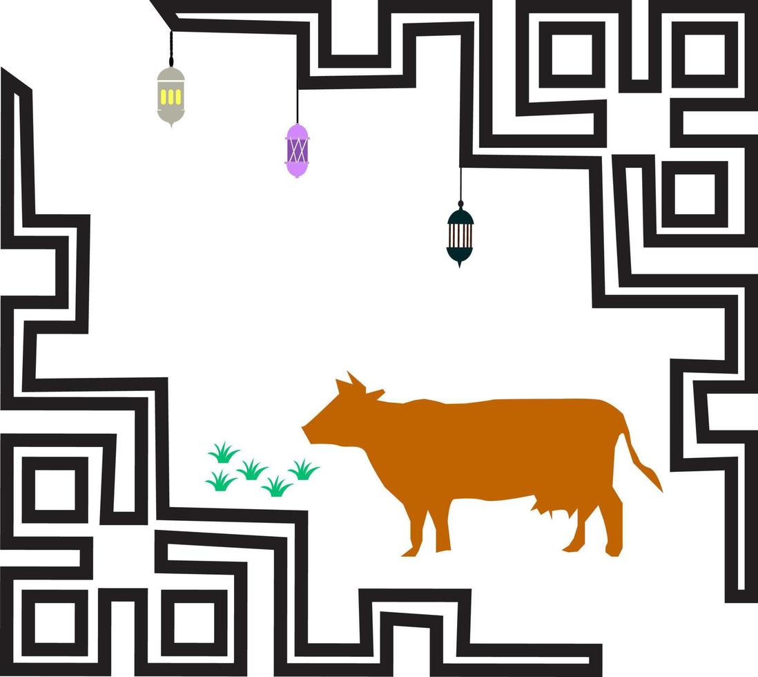lantern icon and cow ornament eid adha.Perfect for background eid adha. vector