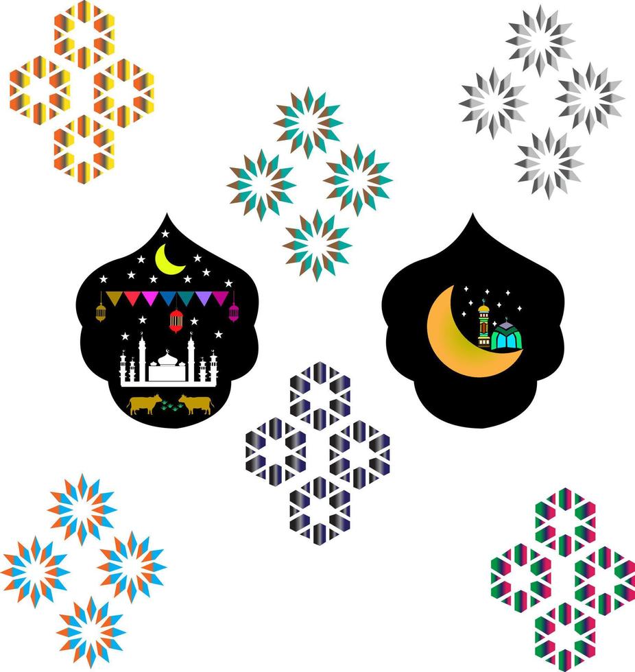set of ornament eid idul adha and mosque vector