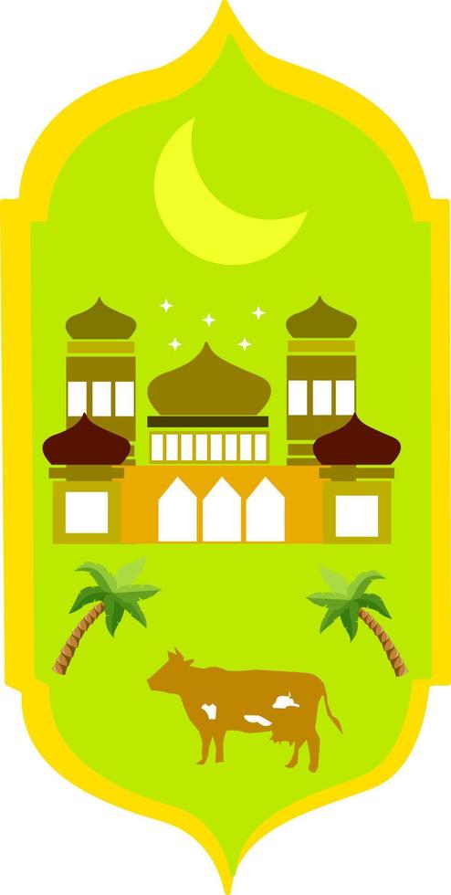 Happy Eid al Adha Mubarak illustration, ramadan mubarak greeting concept with people character for background. vector