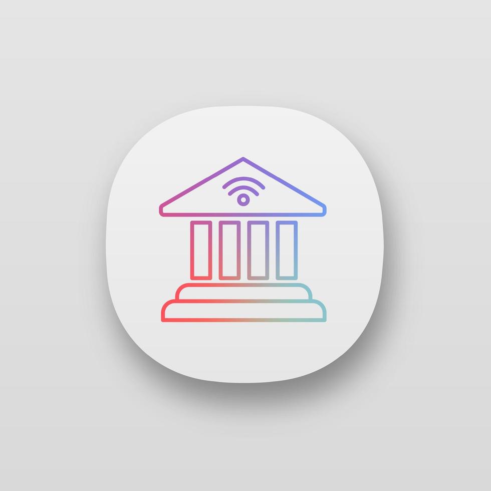 Online banking app icon. Account balance. E-payment. Bank building. UI UX user interface. Web or mobile application. Vector isolated illustration
