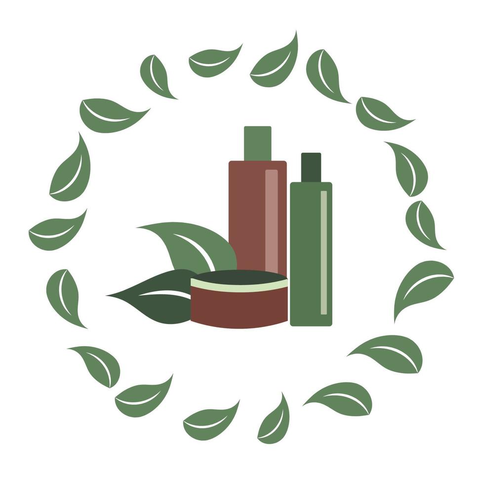 cosmética ecológicamente limpia con ingredientes naturales. logotipo, publicidad. vector