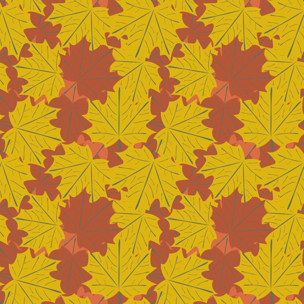 Seamless background with autumn leaves. Graphic arts. vector