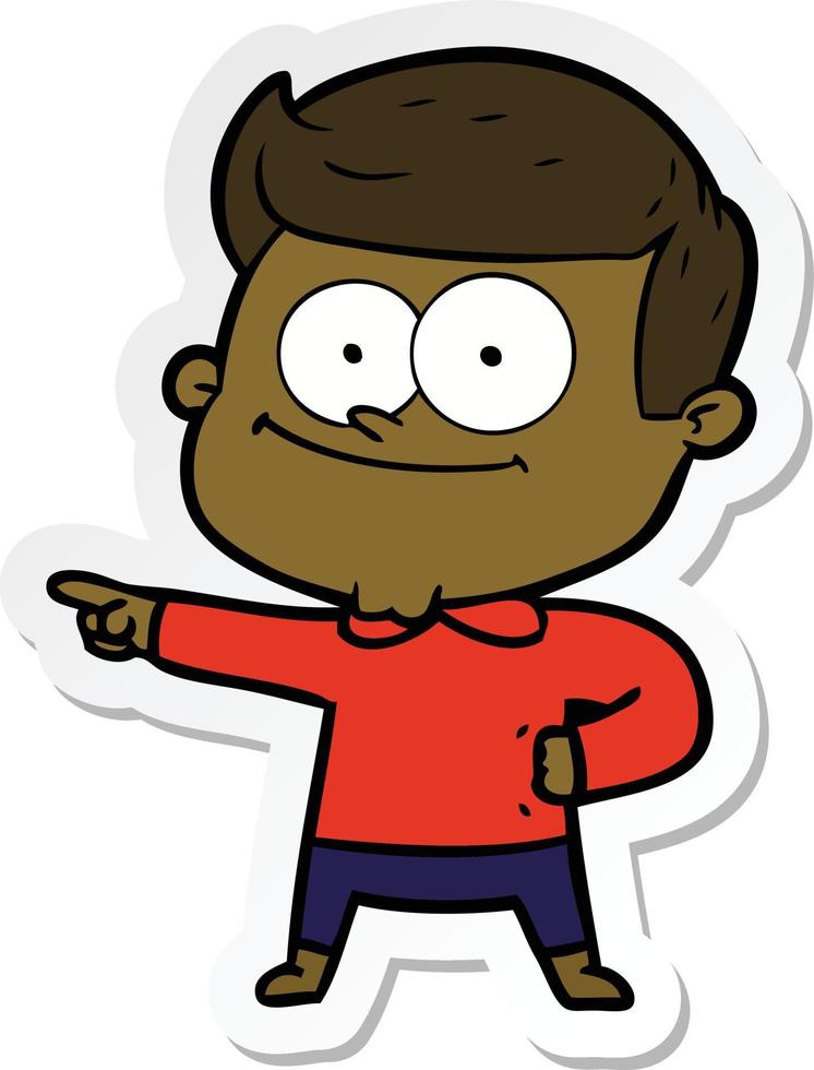 sticker of a cartoon happy man vector