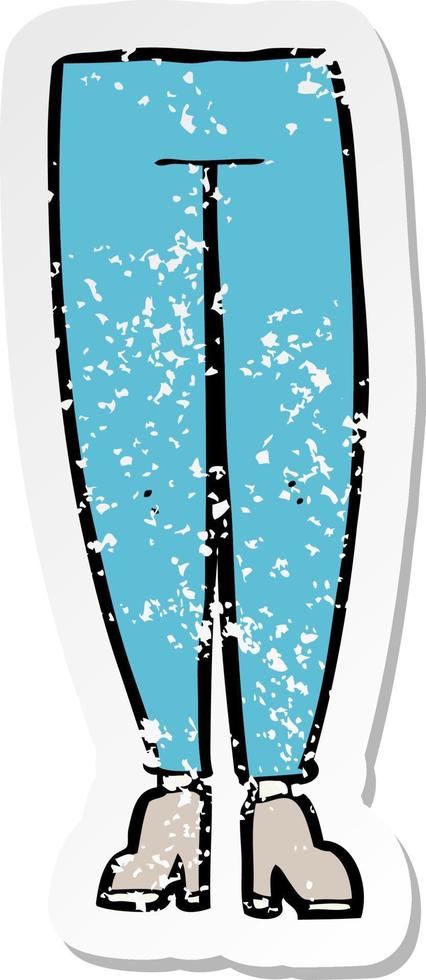 retro distressed sticker of a cartoon female legs vector
