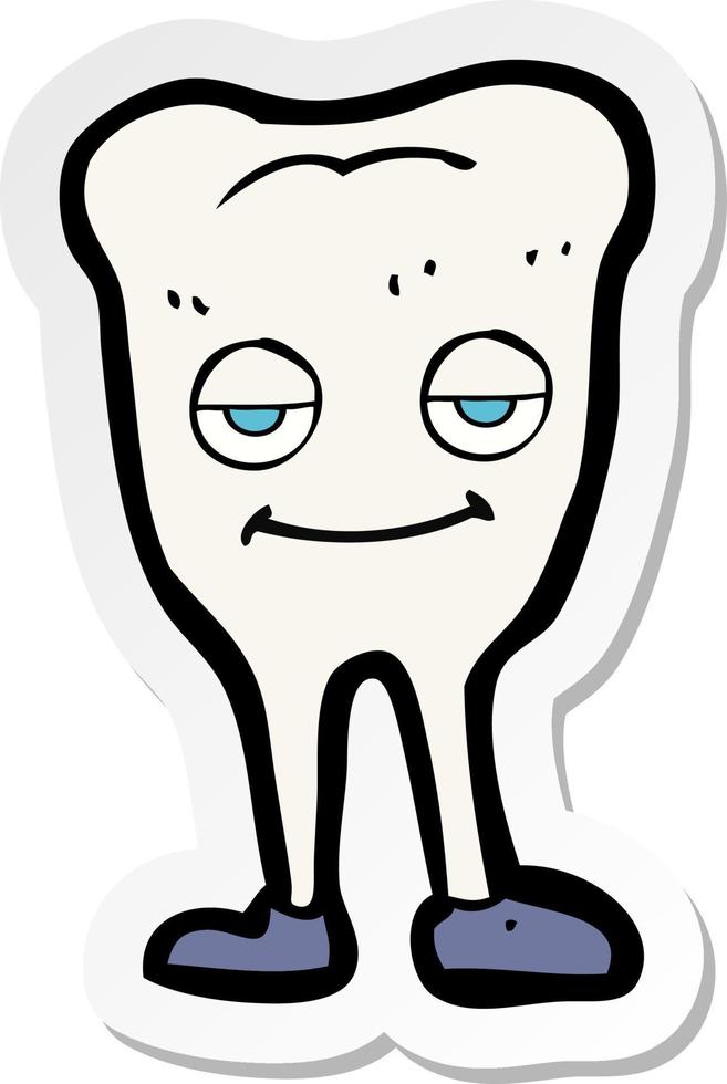 sticker of a cartoon happy tooth vector