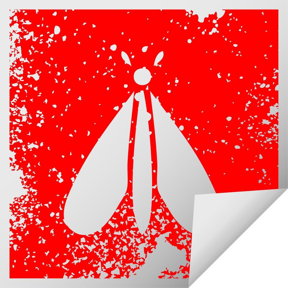 distressed square peeling sticker symbol moth bug vector
