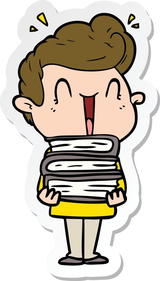 sticker of a cartoon excited man vector