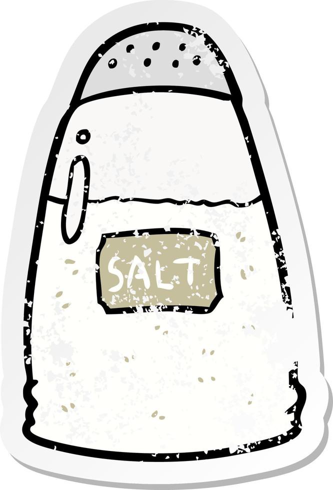 distressed sticker of a cartoon salt vector