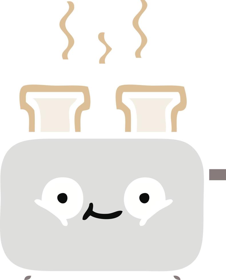 flat color retro cartoon of a toaster vector