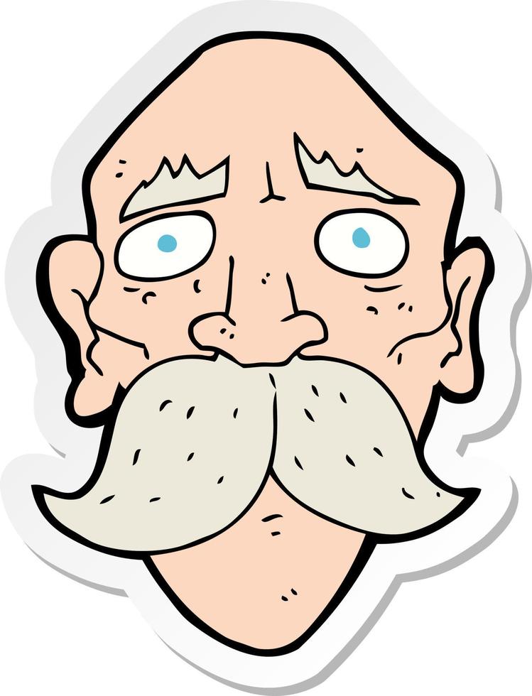 sticker of a cartoon sad old man vector