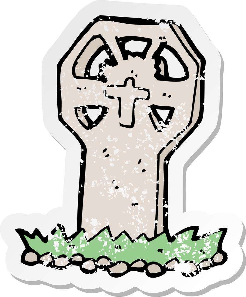 retro distressed sticker of a cartoon spooky grave vector