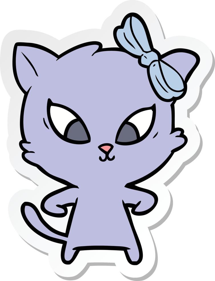 sticker of a cartoon cat vector