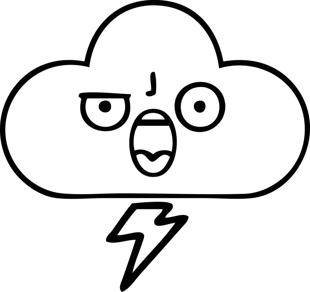 nube de tormenta de dibujos animados de dibujo lineal vector