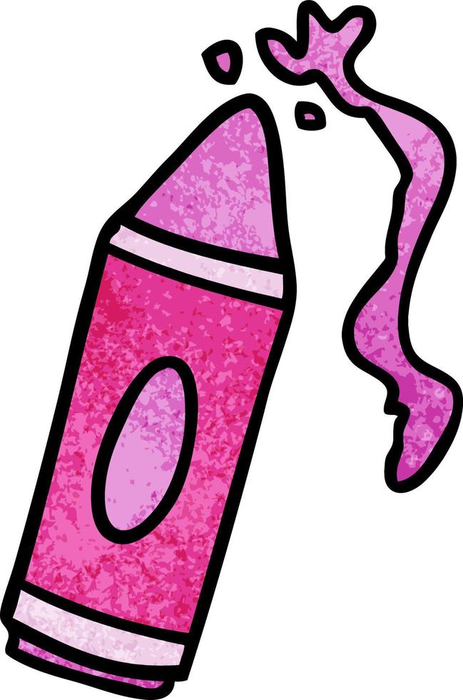 textured cartoon doodle of a pink crayon vector