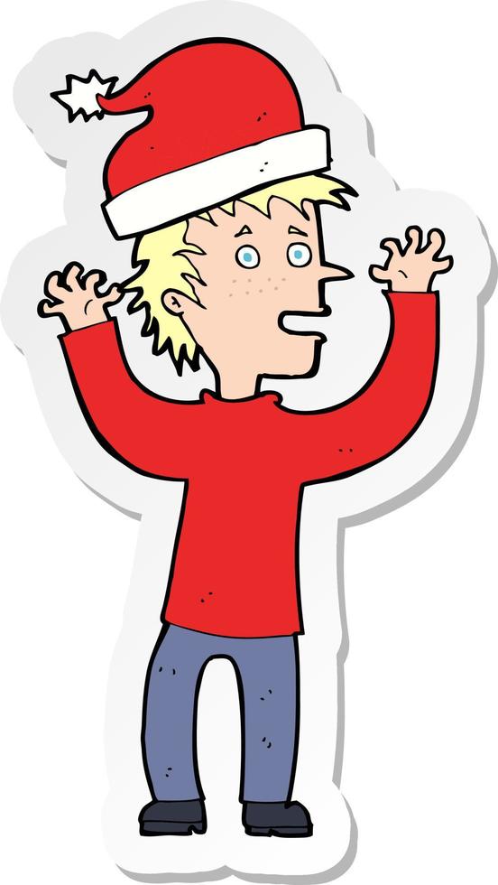 sticker of a cartoon man ready for christmas vector