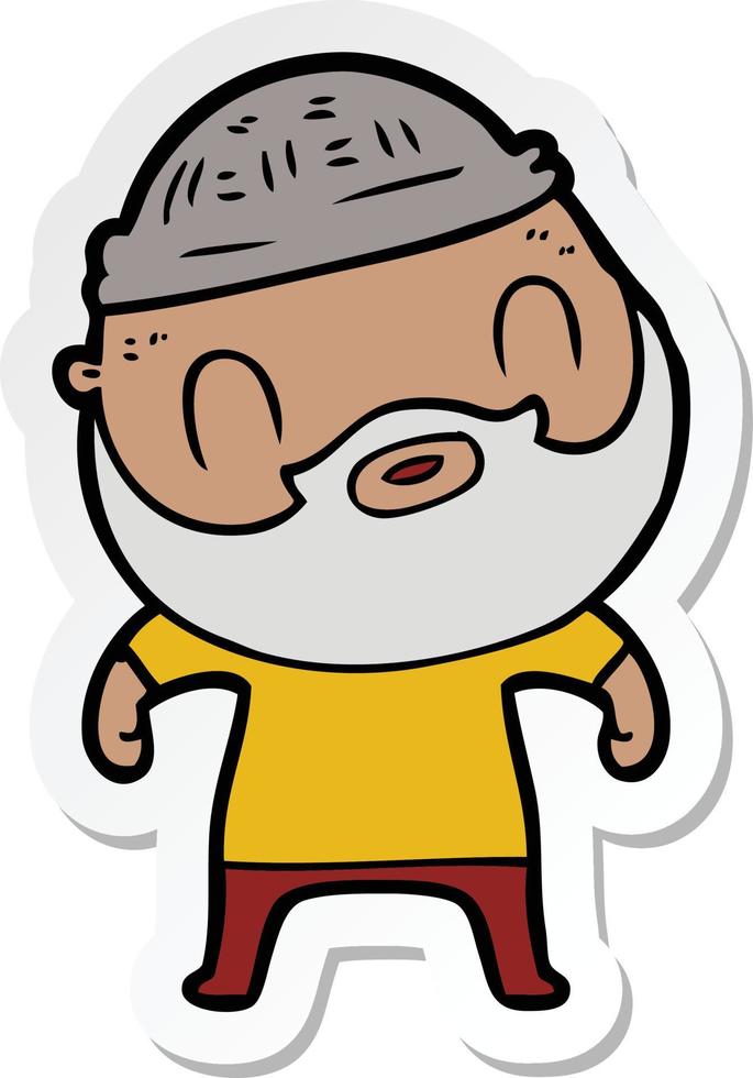 sticker of a cartoon bearded man vector