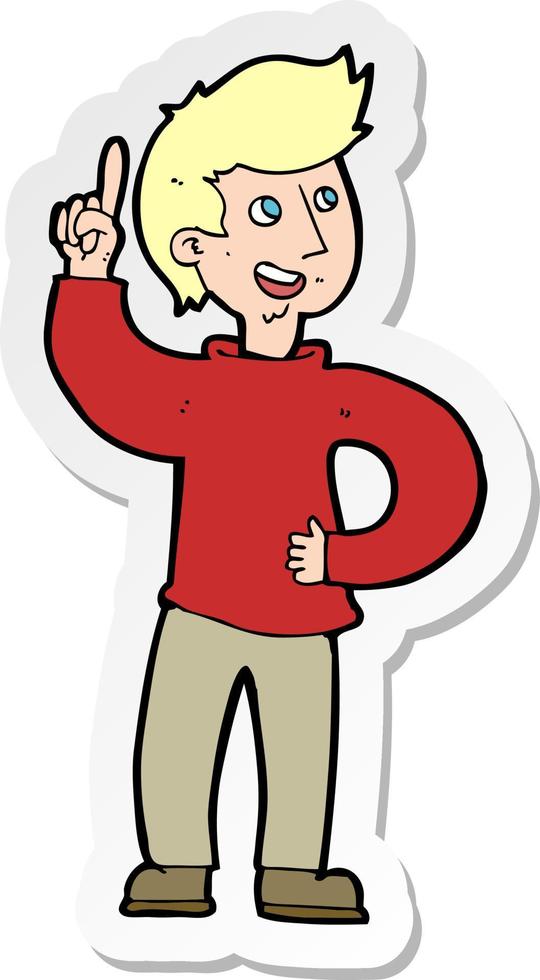 sticker of a cartoon man with idea vector