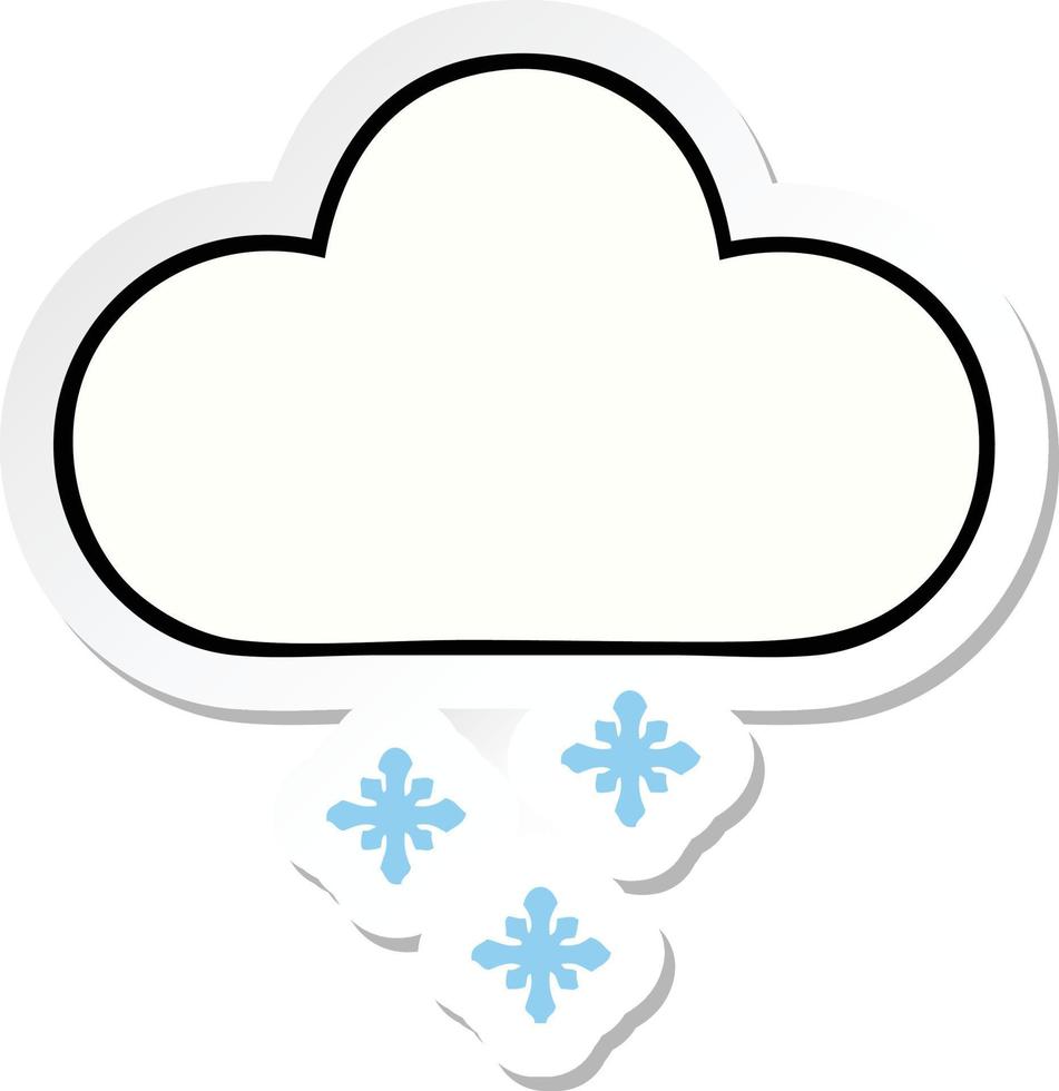 sticker of a cute cartoon snow cloud vector