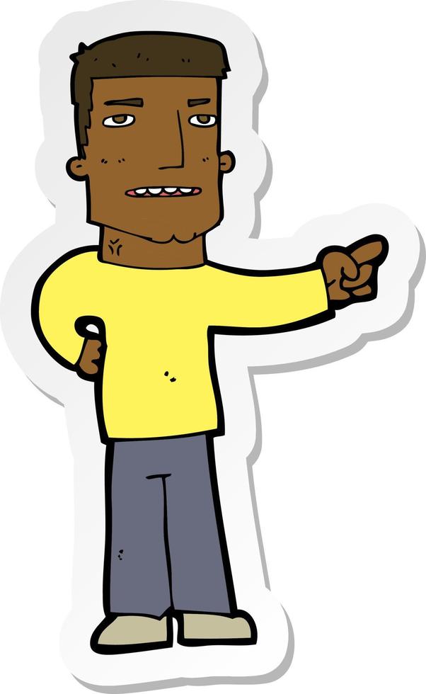 sticker of a cartoon man pointing vector