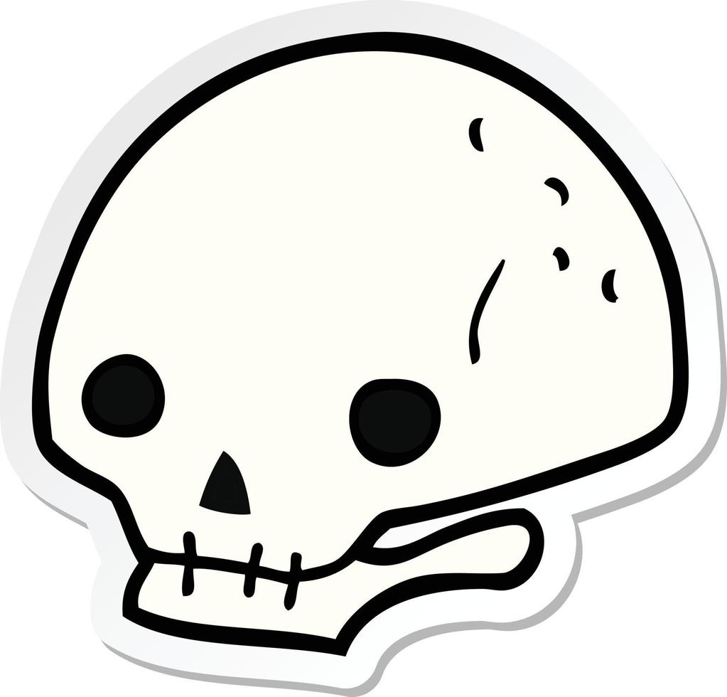 sticker of a cartoon spooky skull vector