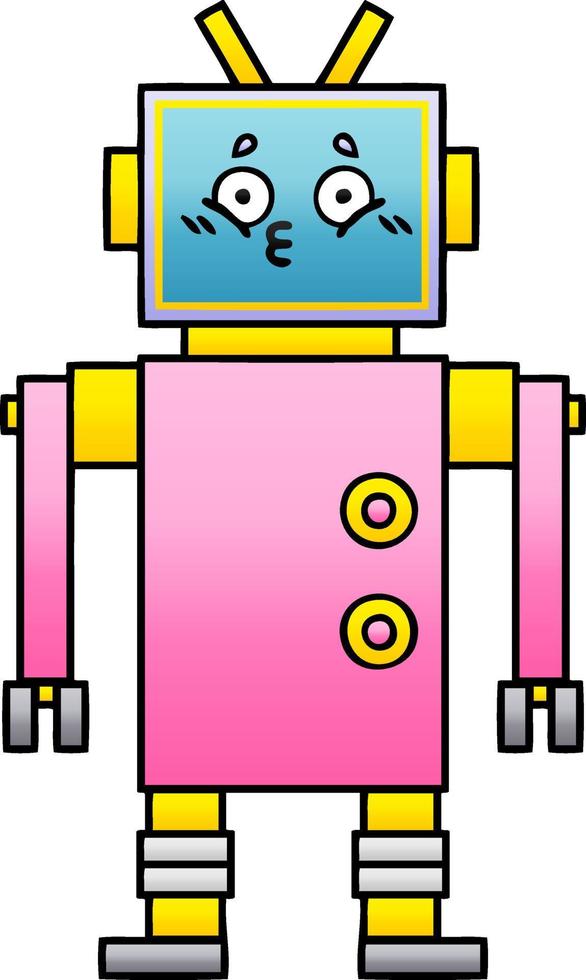 robot de dibujos animados sombreado degradado vector