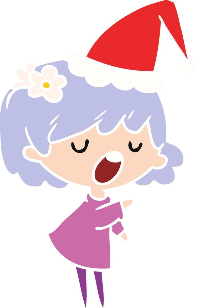 dibujos animados de navidad de chica kawaii vector