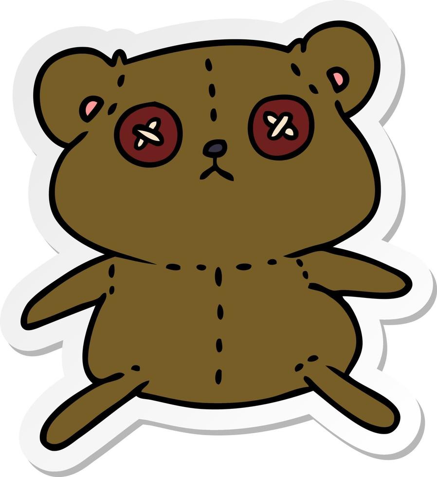 sticker cartoon of a cute stiched up teddy bear vector