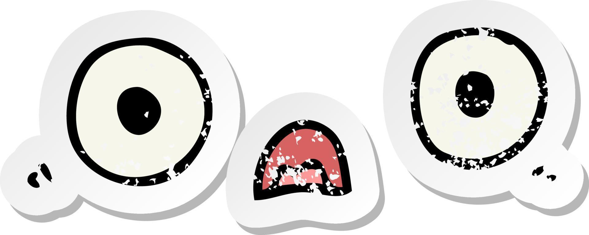 distressed sticker of a cute cartoon face vector