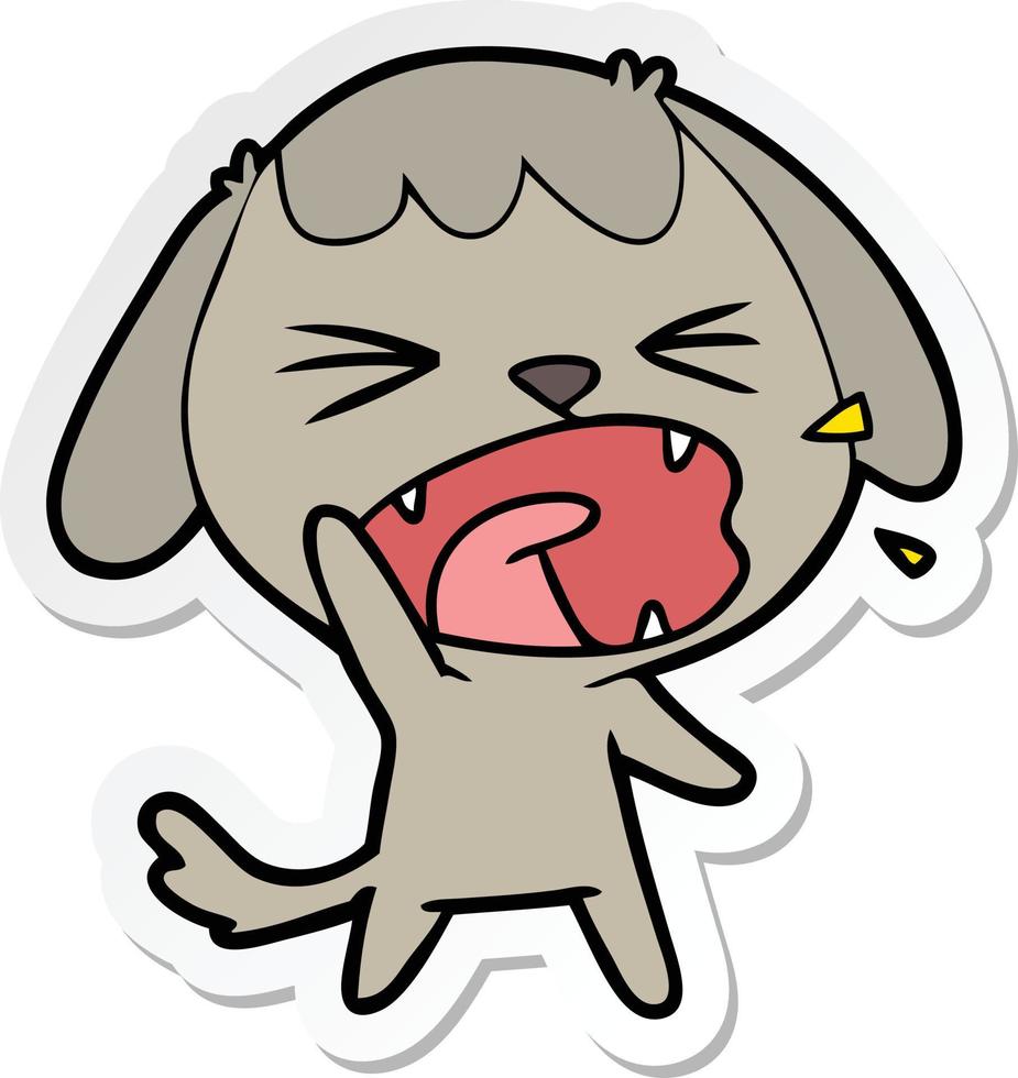 sticker of a cute cartoon dog barking vector