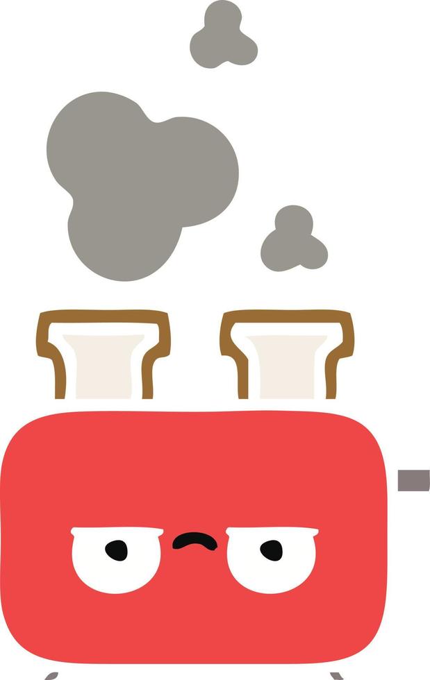 flat color retro cartoon of a toaster vector