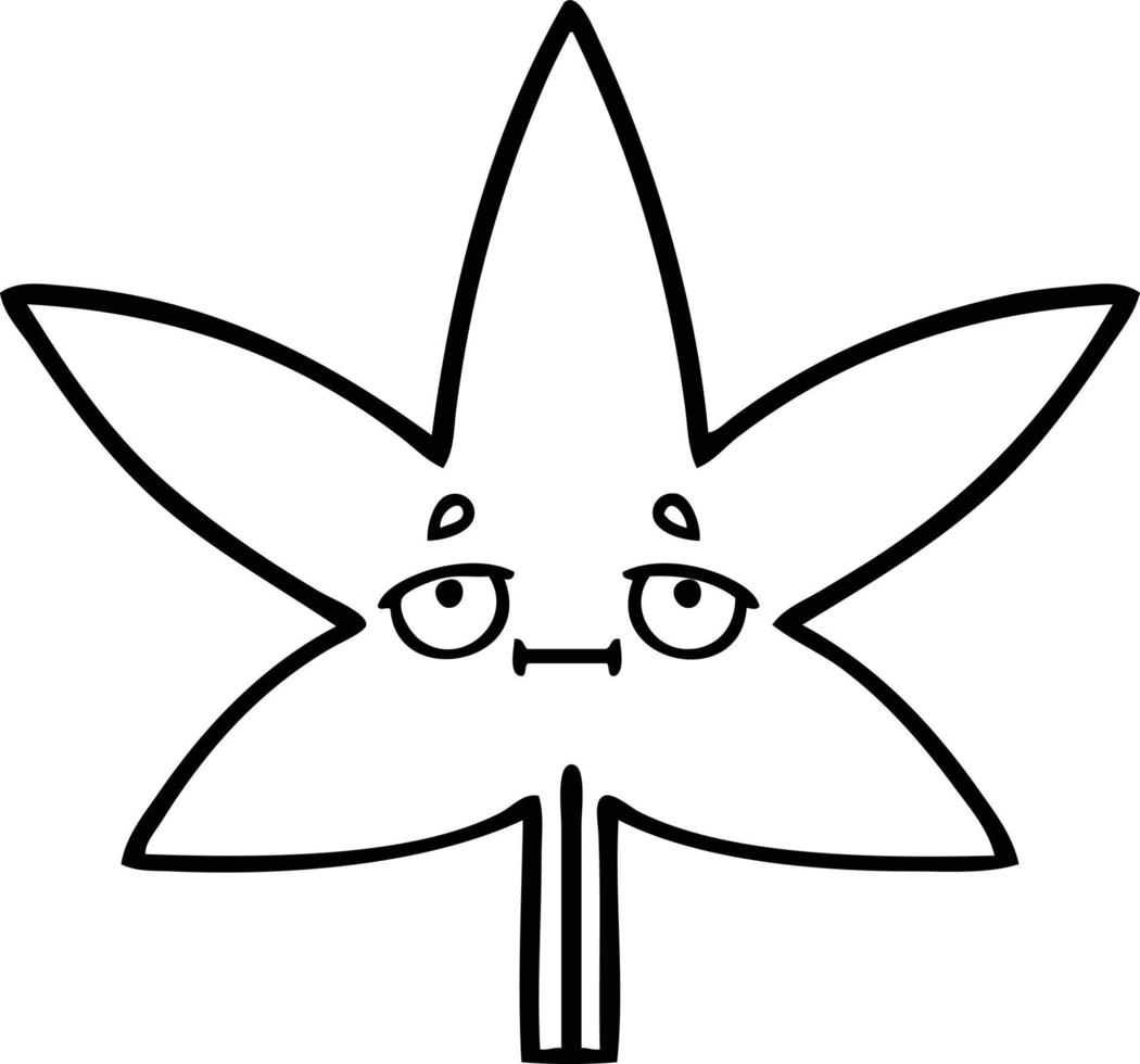 line drawing cartoon autumnal leaf vector