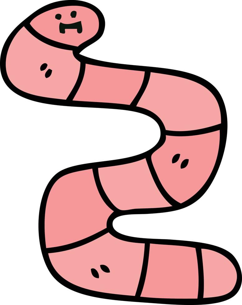 quirky hand drawn cartoon worm vector