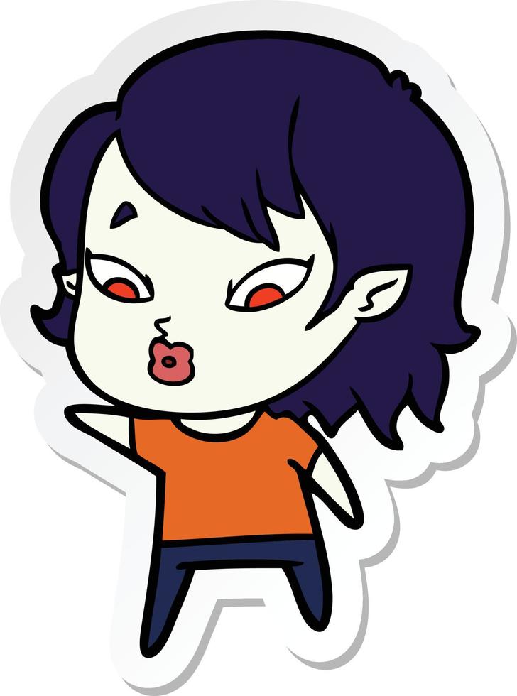 sticker of a cute cartoon vampire girl vector