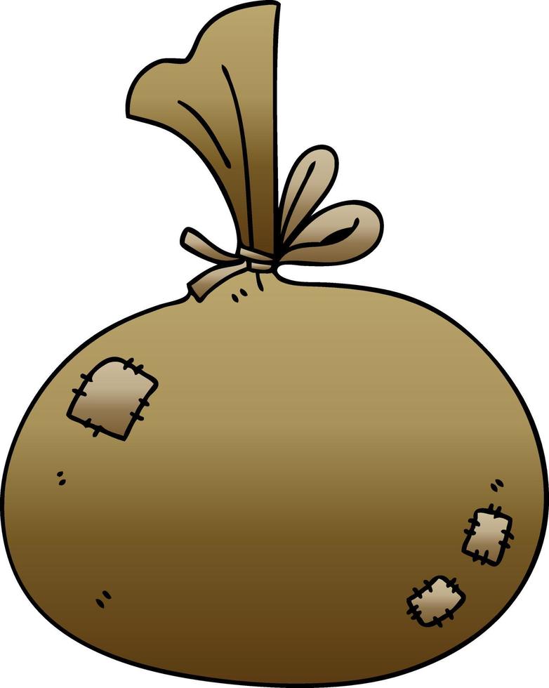 quirky gradient shaded cartoon sack vector