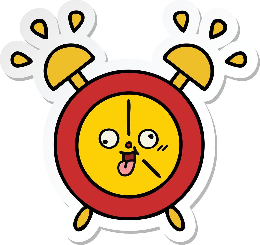 sticker of a cute cartoon alarm clock vector