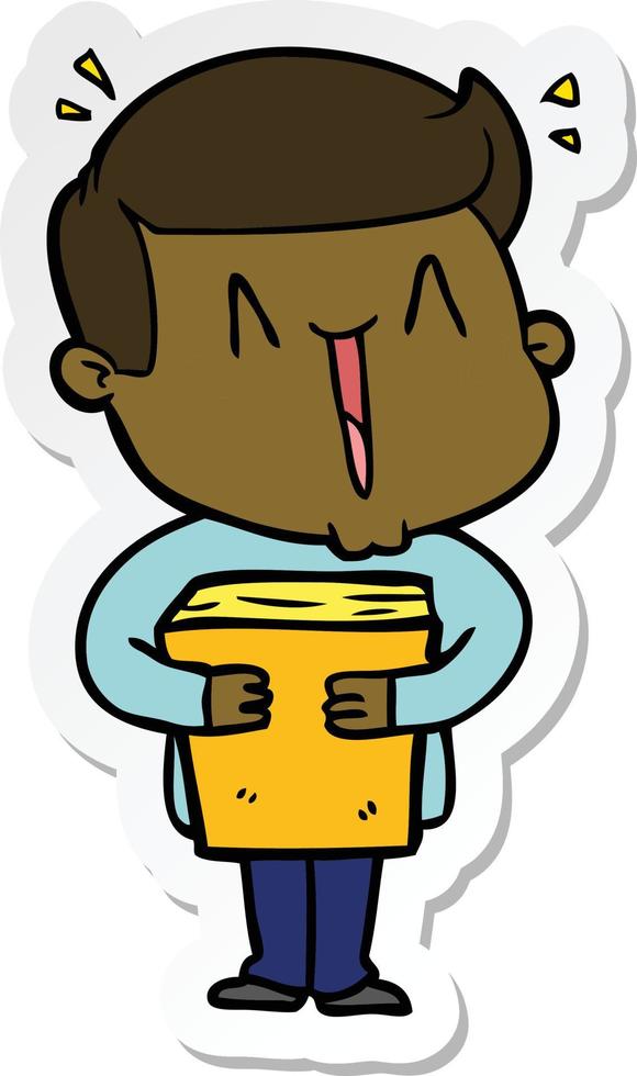 sticker of a cartoon excited man vector