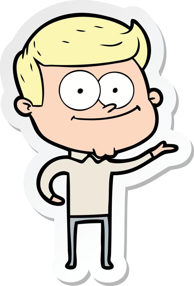 sticker of a cartoon happy man vector