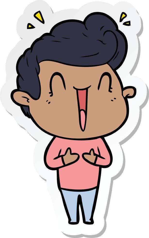 sticker of a cartoon excited man vector