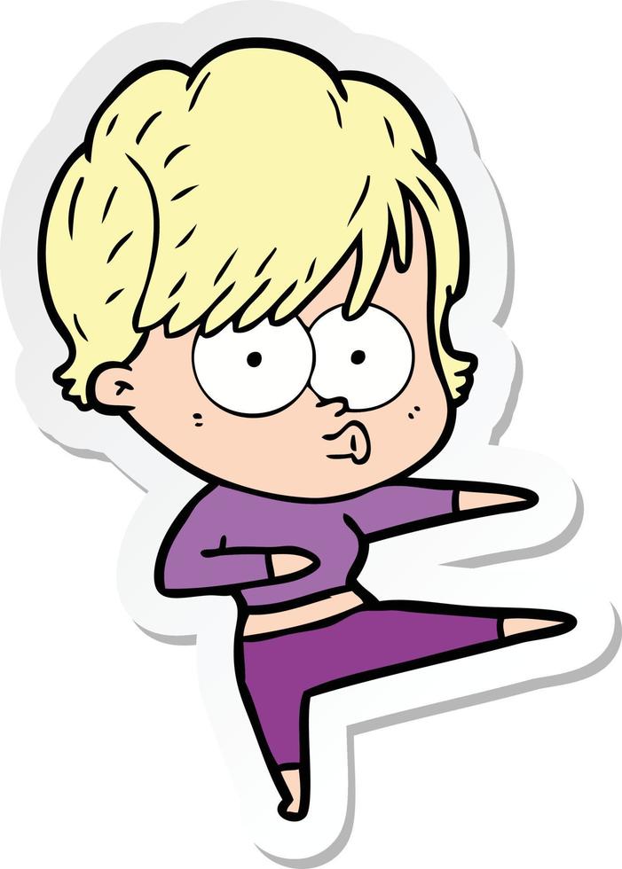 sticker of a cartoon woman vector