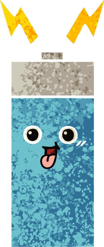 retro illustration style cartoon battery vector