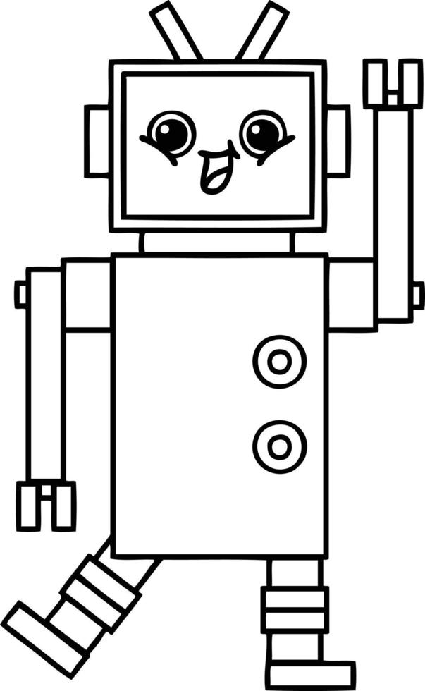 line drawing cartoon robot vector