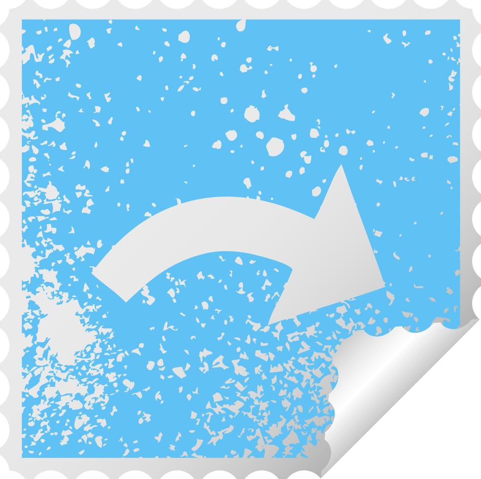 distressed square peeling sticker symbol pointing arrow vector