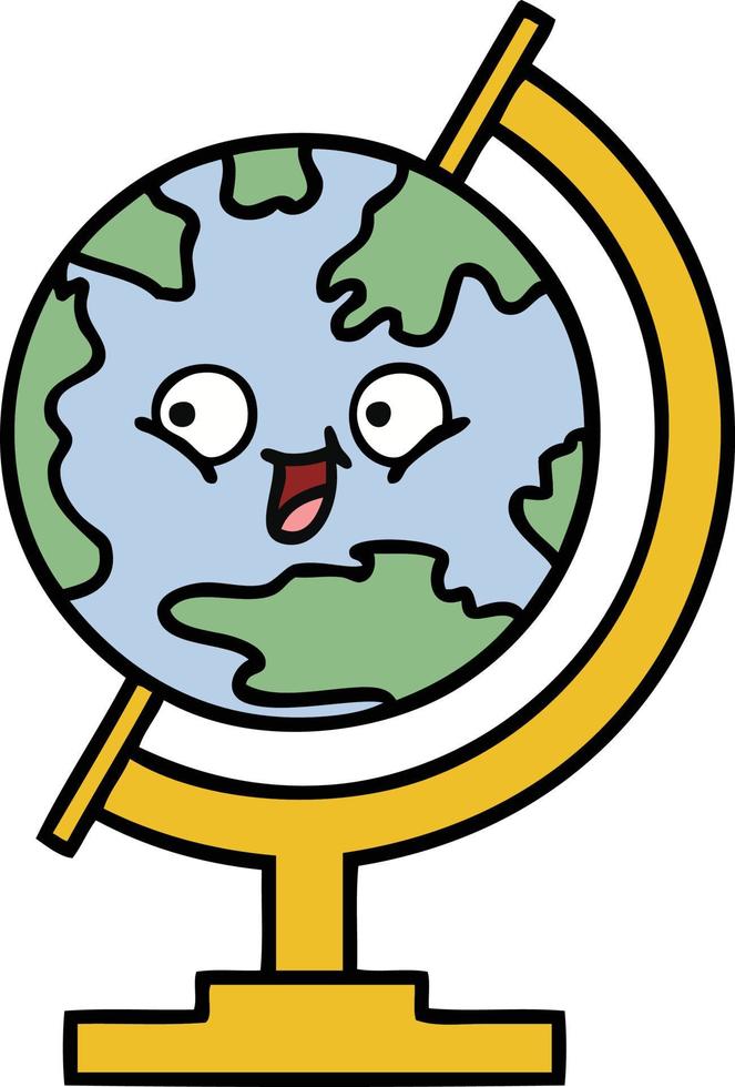 cute cartoon globe of the world vector
