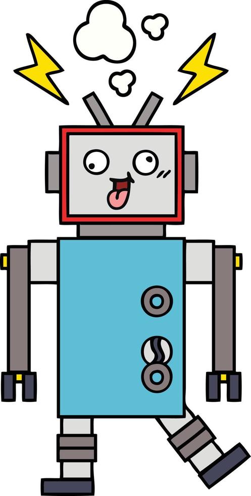 cute cartoon crazy broken robot vector
